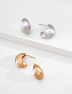 S925 Sterling Silver Hand Hammered Faceted Teardrop & Hoop Earrings | Vintage Gold & Silver Finish