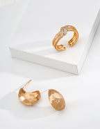 S925 Sterling Silver Hand Hammered Faceted Teardrop & Hoop Earrings | Vintage Gold & Silver Finish