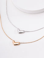 S925 Sterling Silver Minimal Curved Heart Pendant Necklace | Vintage Gold & Silver Adjustable Chain