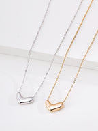 S925 Sterling Silver Minimal Curved Heart Pendant Necklace | Vintage Gold & Silver Adjustable Chain