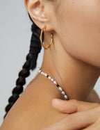 S925 Sterling Silver Bamboo Hoop Earrings