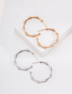 S925 Sterling Silver Bamboo Hoop Earrings