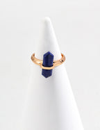 S925 Sterling Silver Natural Lapis Lazuli Open Ring | Vintage Gold Statement Ring