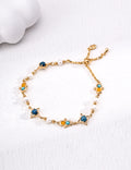 S925 Sterling Silver Natural Pearl Turquoise & Agate Star Bracelet