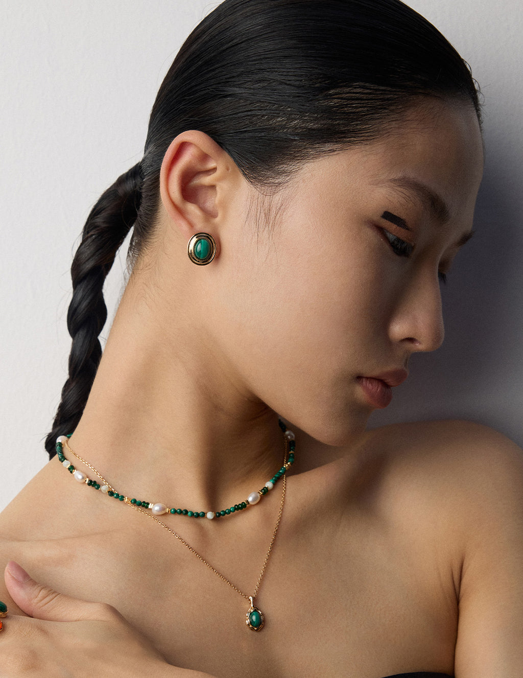 S925 Sterling Silver Malachite Stud Earrings | Vintage Round Natural Gemstone Earrings