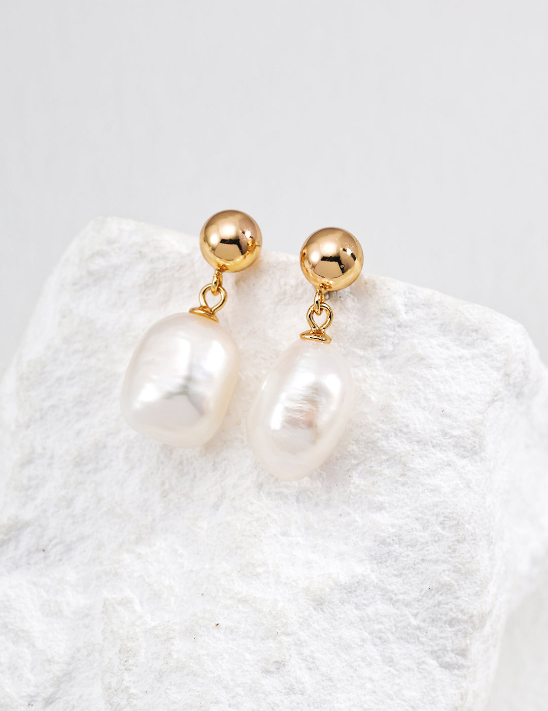 Baroque Pearl Drop Earrings, Irregular Freshwater Pearl Earrings