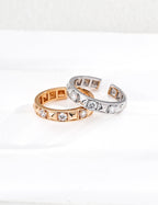 S925 Sterling Silver Lucky Wheel Open Band Ring | Pyramid Stud & CZ Inlaid Adjustable Ring