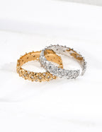 S925 Sterling Silver Vintage Open Band Ring | Oriental Coin Pattern Inlaid CZ Adjustable Ring