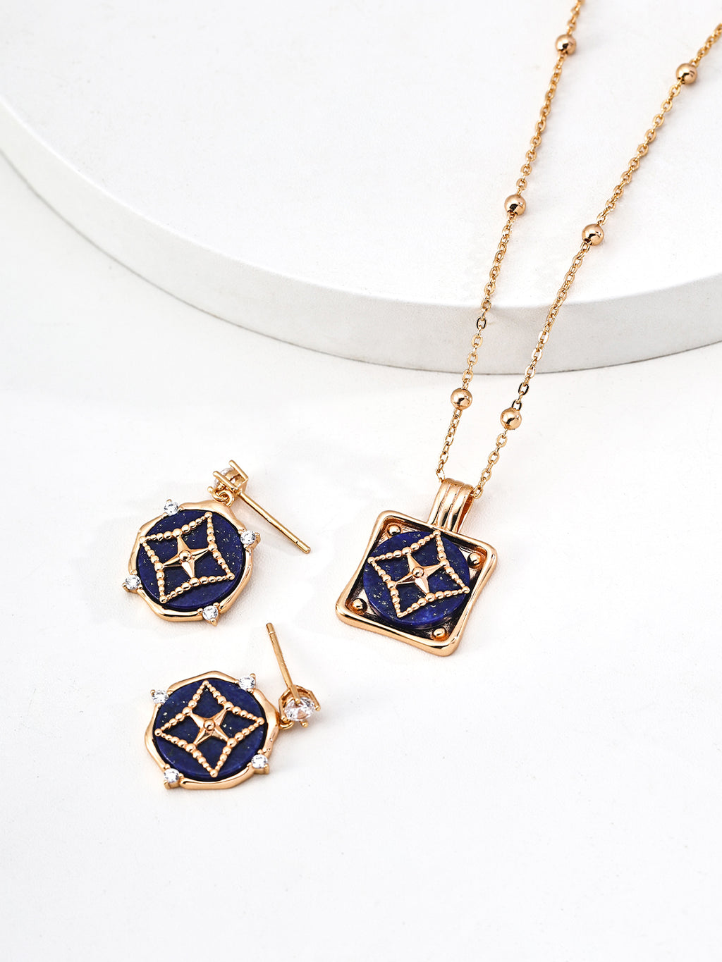 S925 Sterling Silver Vintage Lapis Lazuli CZ Drop Earrings