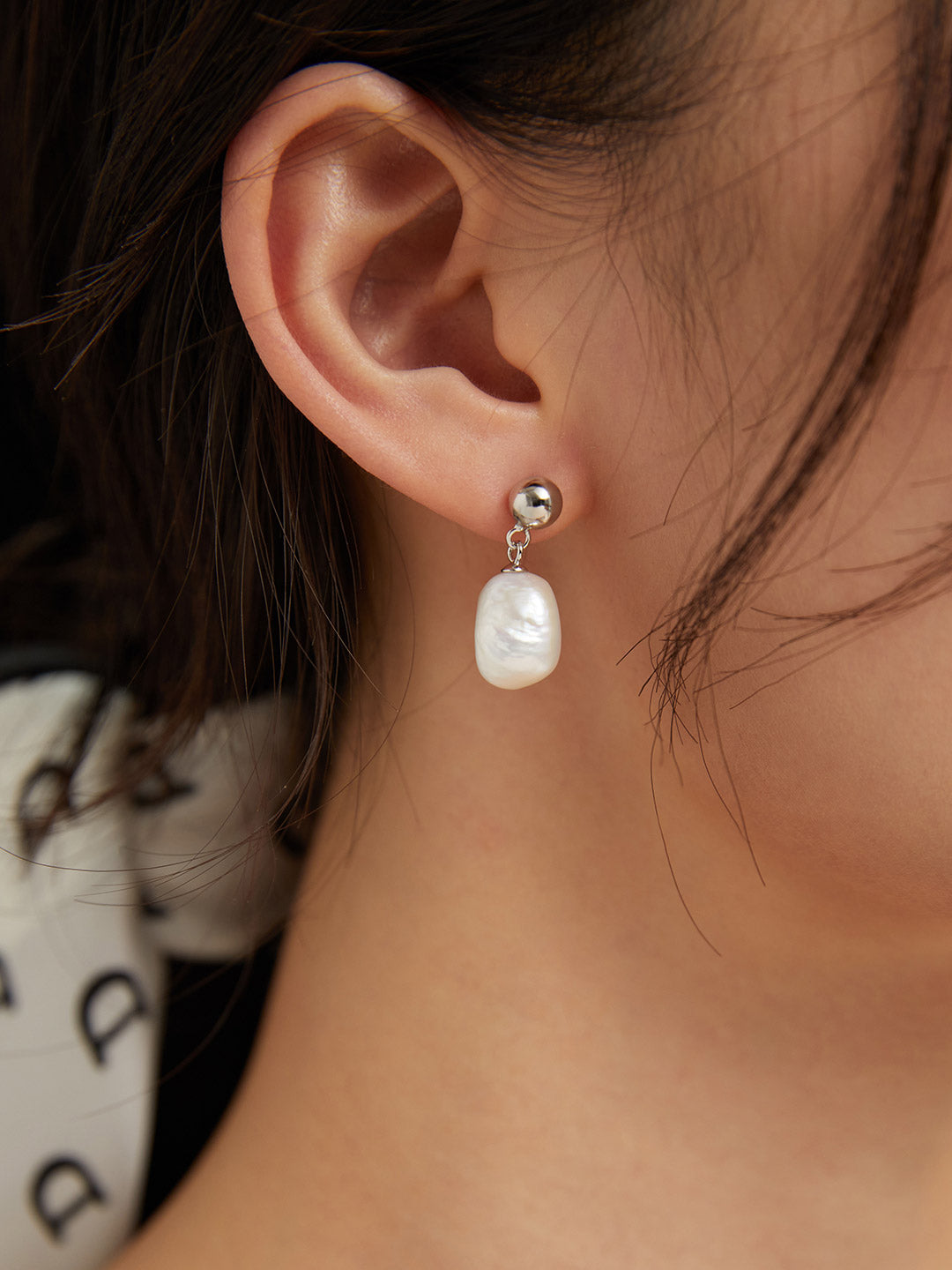 Baroque Pearl Drop Earrings, Irregular Freshwater Pearl Earrings