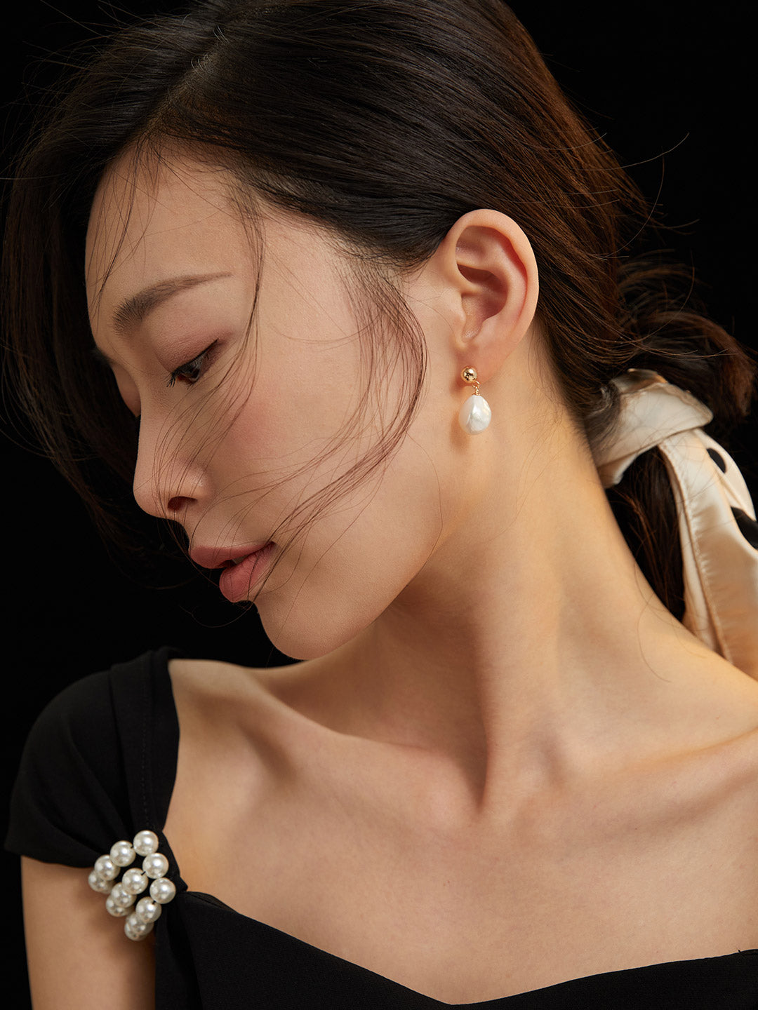 Baroque Pearl Drop Earrings, Irregular Freshwater Pearl Earrings