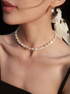 S925 Sterling Silver Baroque Freshwater Pearl Choker Necklace