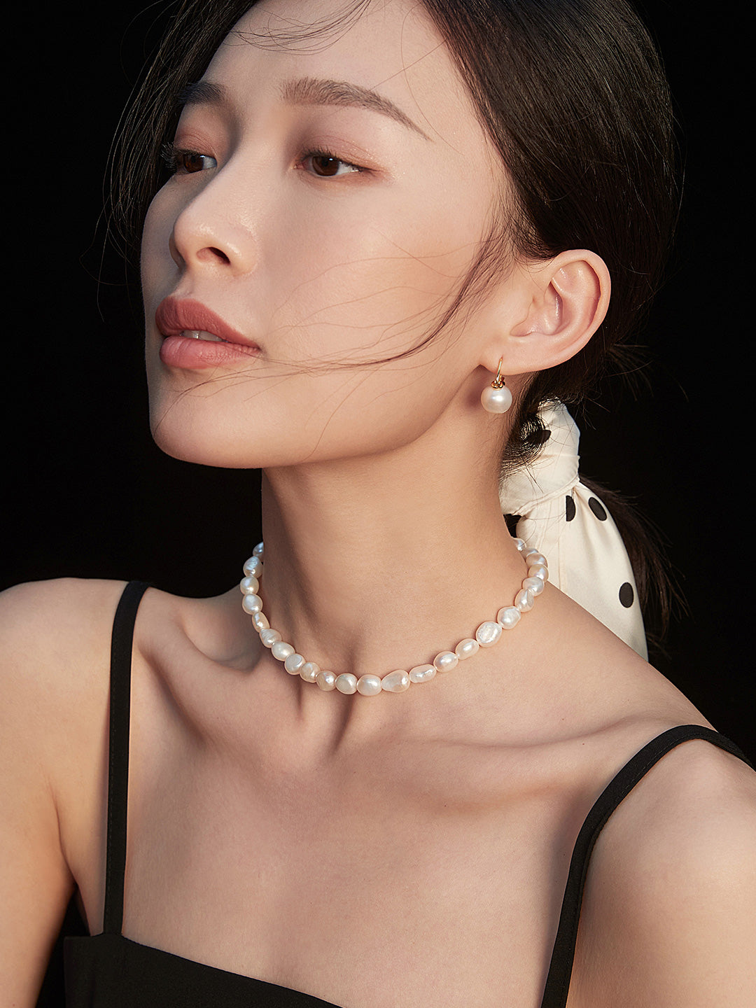 S925 Sterling Silver Baroque Freshwater Pearl Choker Necklace