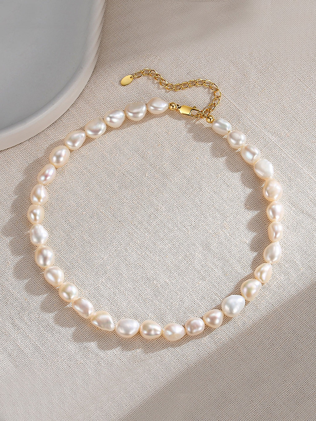 S925 Sterling Silver Baroque Freshwater Pearl Choker Necklace