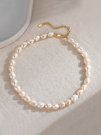 S925 Sterling Silver Baroque Freshwater Pearl Choker Necklace