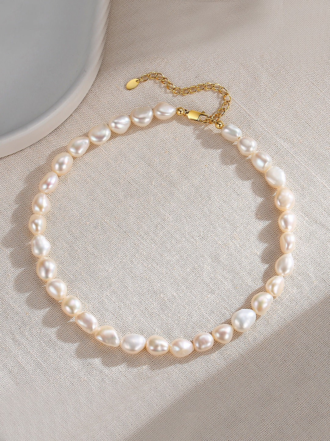 S925 Sterling Silver Baroque Freshwater Pearl Choker Necklace