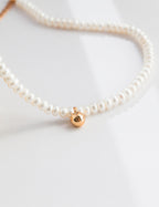 Dainty Natural Pearl S925 Sterling Silver Choker Necklace | Vintage Gold