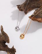 French Vintage Irregular Molten Gold Disc Pendant Necklace