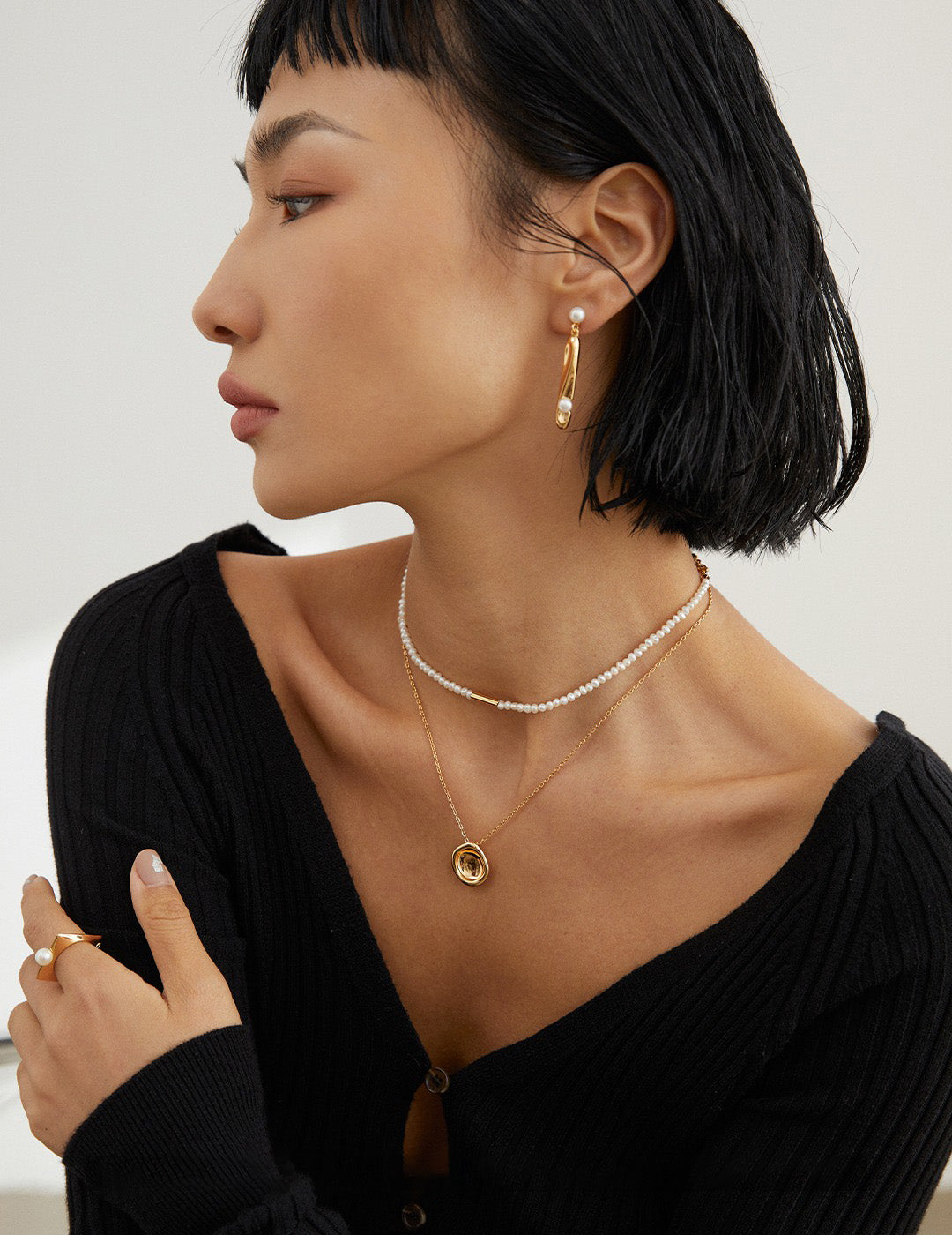 Dainty Tiny Natural Pearl S925 Sterling Silver Choker | Vintage Gold