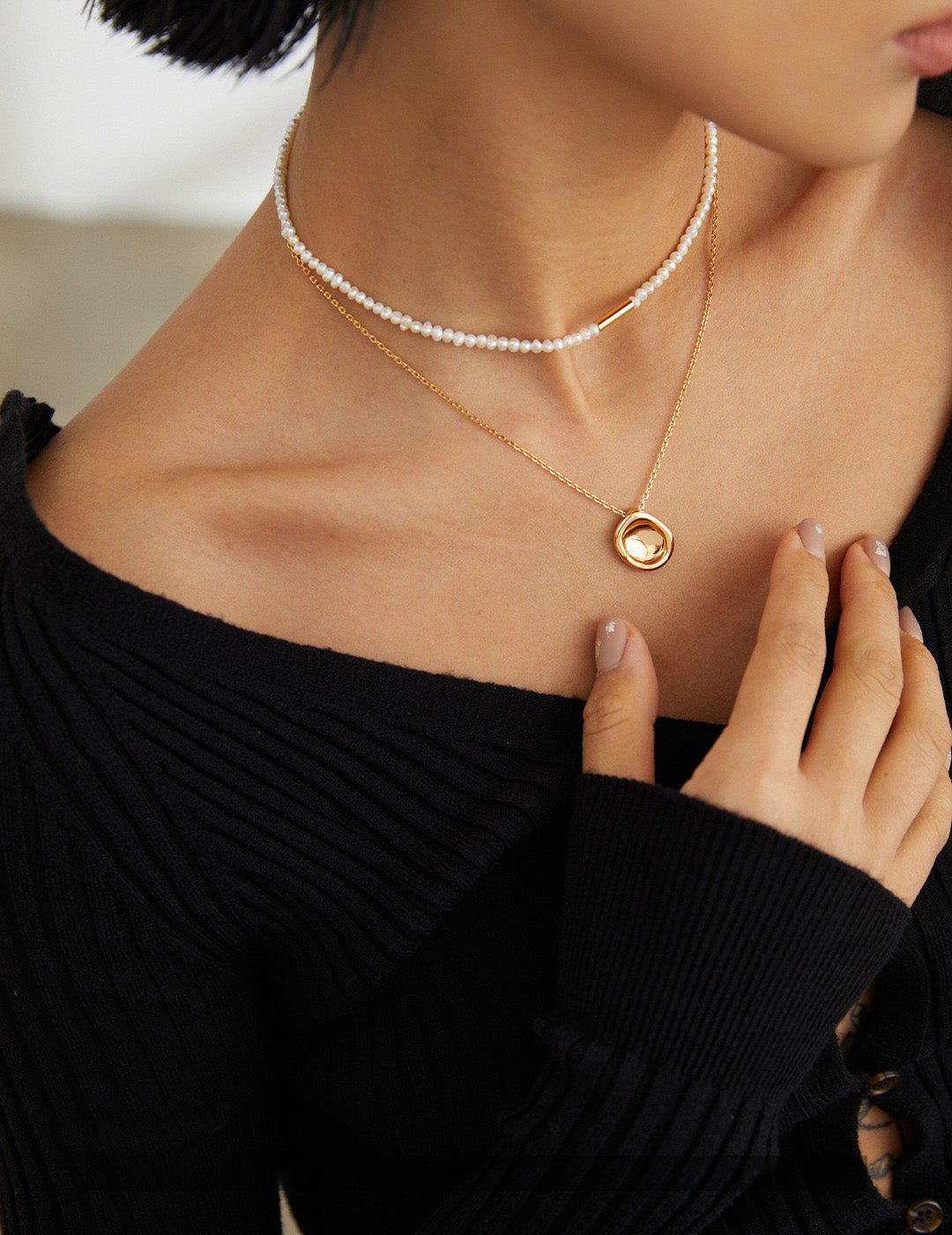Dainty Tiny Natural Pearl S925 Sterling Silver Choker | Vintage Gold