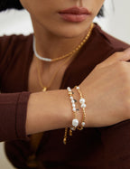 Irregular Freshwater Pearl Beaded Bracelet | S925 Sterling Silver Adjustable Stackable Bracelet