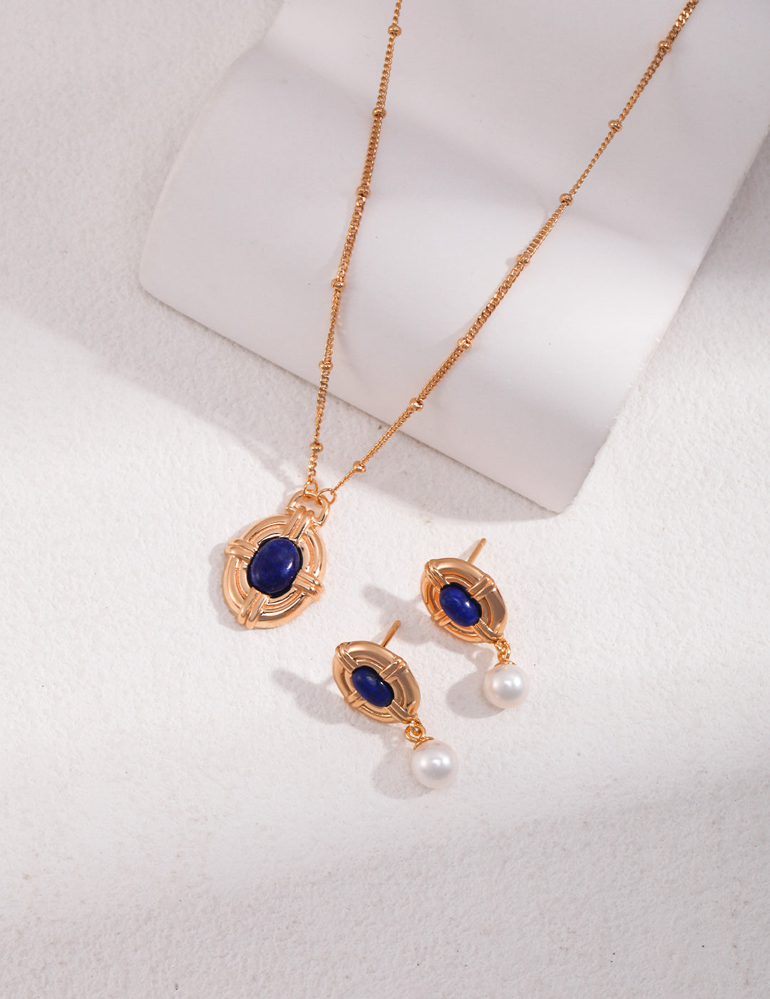 Vintage Gold Lapis Lazuli Sterling Silver Layered Necklace
