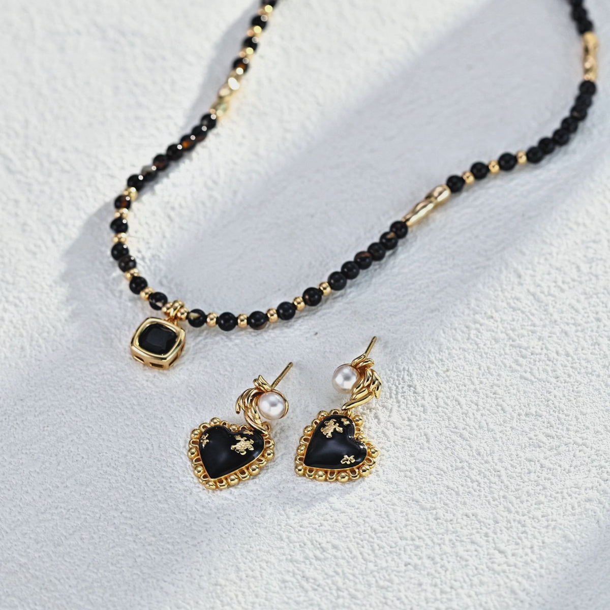 S925 Sterling Silver Black Onyx Beaded Choker Necklace | Adjustable Gemstone Pendant Necklace