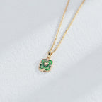 S925 Sterling Silver Vintage Heart Enamel Square Pendant Necklace