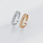 S925 Sterling Silver Vintage Open Band Ring | Oriental Coin Pattern Inlaid CZ Adjustable Ring