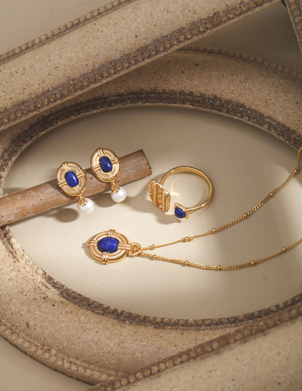 Vintage Gold Lapis Lazuli Sterling Silver Layered Necklace
